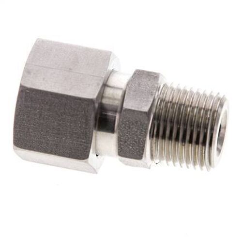 12S & 3/8'' NPT pivotant droit en acier inoxydable avec filetage mâle 630 bar Joint torique FKM Cône reglable ISO 8434-1