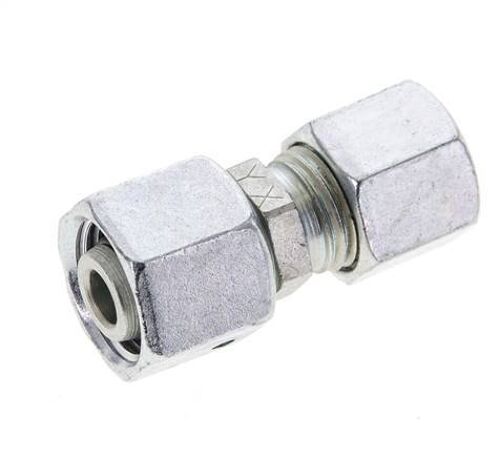 Raccord de coupe droit en acier zingue 8L et 10L avec pivot 315 bar Joint torique NBR Cône d'etancheite ISO 8434-1 [2 Pièces].