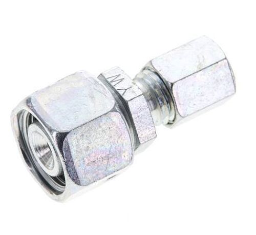 Raccord de coupe droit en acier zingue 6L et 12L avec pivot 315 bar Joint torique NBR Cône d'etancheite ISO 8434-1 [2 pièces].