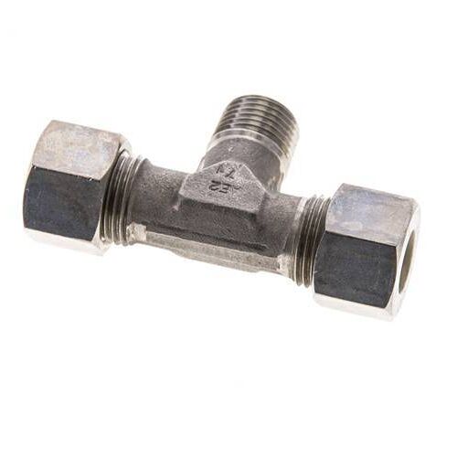 Raccord à compression en T en acier inoxydable 12L et M16x1.5 (con) avec filetage mâle 315 bar ISO 8434-1