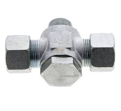 20S & G3/4'' Acier zingue Tee Swivel Joint Cutting Fitting with Male Threads 400 bar NBR ISO 8434-1