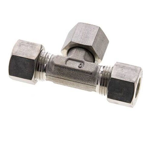 Raccord à compression en T en acier inoxydable 12L avec pivot 315 bar FKM Réglable ISO 8434-1