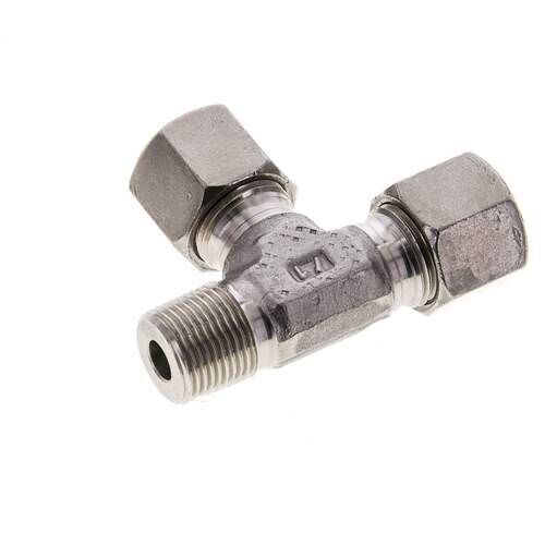Raccord de coupe en T à angle droit 10S & R3/8'' en acier inoxydable avec filetage mâle 630 bar ISO 8434-1