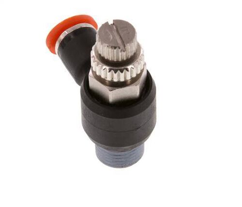 Coude d'entrée du silencieux de contrôle de débit 4 mm - R1/8'' laiton/PA 66