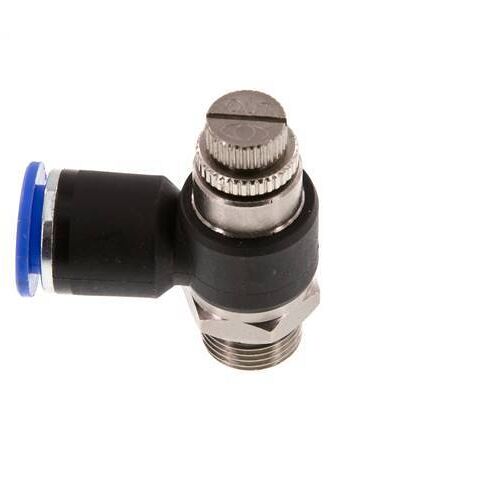 Coude de sortie du compteur du silencieux Flow Control 12 mm - G3/8'' laiton/PA 66