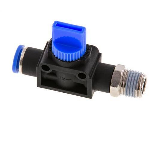 vanne manuelle d'arrêt à 3/2 voies 8 mm - R1/4'' Plastique/laiton Filetage côté ventilation