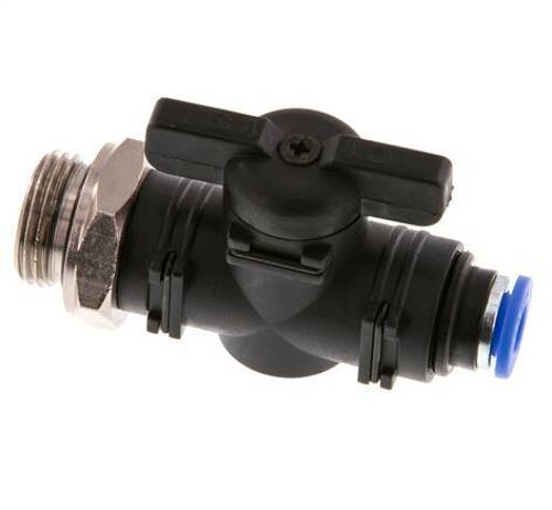 vanne à boule droite à 2 voies 6 mm - G3/8'' plastique/laiton