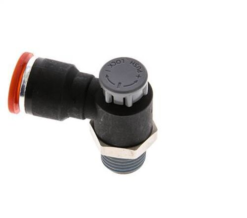 Vanne de régulation de débit Coude d'entrée 10 mm - R1/4'' Laiton/ Contre-écrou PA 66