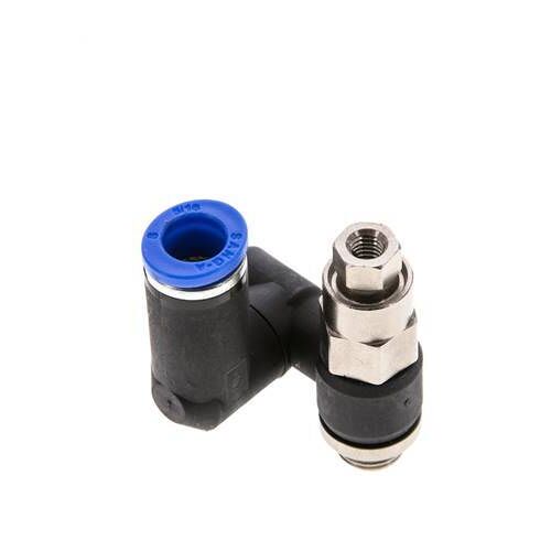 Silencieux de contrôle de débit, compteur rotatif 8 mm - G1/8''-M5 Brass/PA 66 avec clapet anti-retour piloté