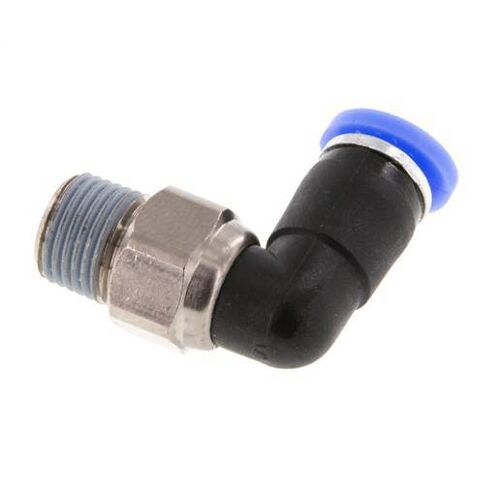 Coude 4mm & R1/8'' Joint pivotant Filets mâles à enfoncer Laiton nickele/PBT NBR Rotatif