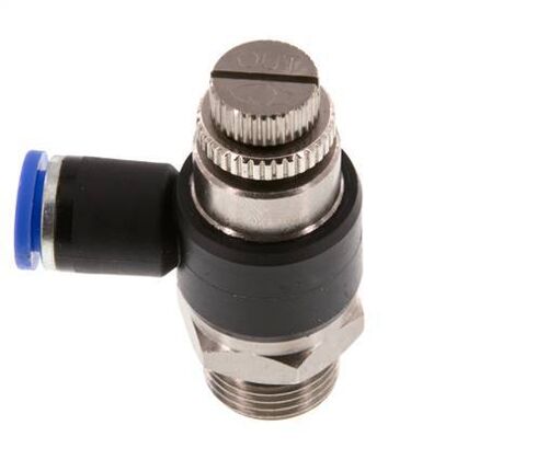 Coude de sortie du compteur du silencieux Flow Control 8 mm - G3/8'' laiton/PA 66