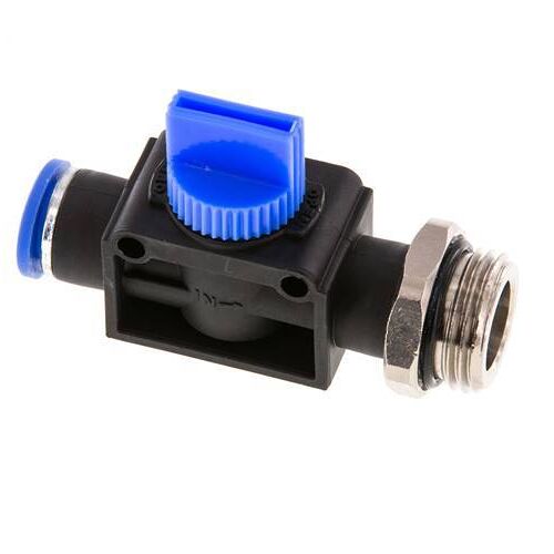 vanne manuelle d'arrêt à 3/2 voies 10 mm - G1/2'' plastique/laiton Filetage côté ventilation