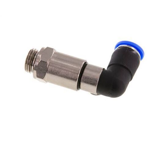 coude 8mm & G1/4'' Joint rapide pivotant Filets mâles à enfoncer Laiton nickele/PBT NBR Rotatif