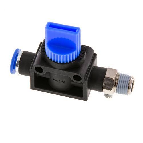 vanne manuelle d'arrêt à 3/2 voies 6 mm - R1/8'' plastique/laiton Ventilation côté tube