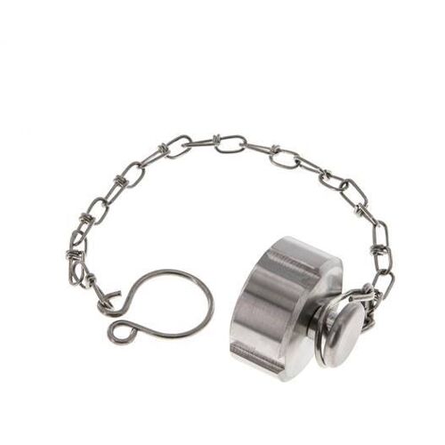 Écrou borgne Rd28 X 1/8'' DN 10 Acier inoxydable 1.4404 NBR DIN 11851 FDA 21 avec chaîne