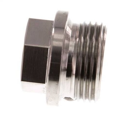 Bouchon G1'' en acier inoxydable avec collier et hexagone externe 40bar (562.0psi)