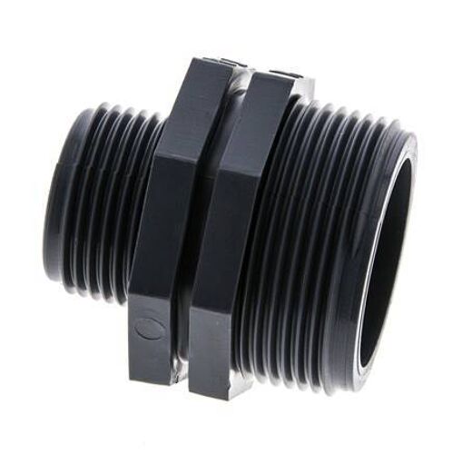 Mamelon double réducteur G1'' x G1 1/2'' Polypropylène (pp) 10bar (140.5psi) FDA 54mm Hex