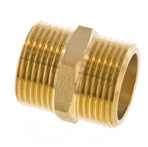 Mamelon double G3/4'' en laiton à joint plat 16bar (224.8psi) 27mm Hex [2 Pièces].