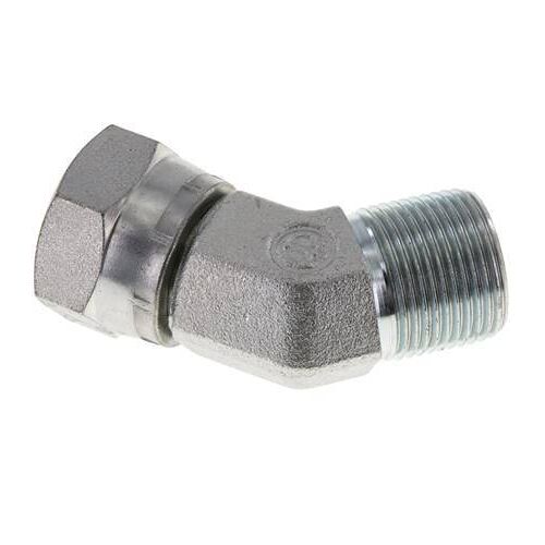 Raccord coudé 45deg G3/4'' Femelle x Mâle Acier Haute Pression Cône 60° 175bar (2458.75psi) Hydraulique
