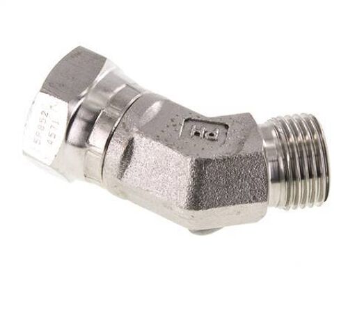 Raccord coudé 45deg G1/2'' Femelle x Mâle Acier inoxydable haute pression Cône 60° 300bar (4215.0psi) Hydraulique