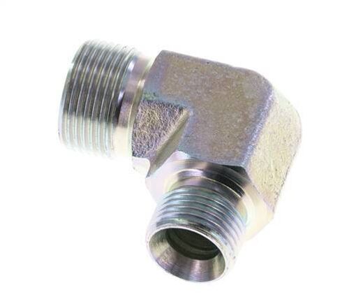 Raccord réducteur angulaire 90deg G1/2'' x G3/4'' Acier haute pression Cône 60° 325bar (4566.25psi) Hydraulique