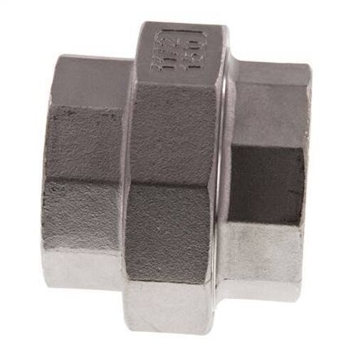 Union Connecteur droit Rp1 1/2'' Femelle Acier inoxydable Joint plat PTFE 16bar (224.8psi)