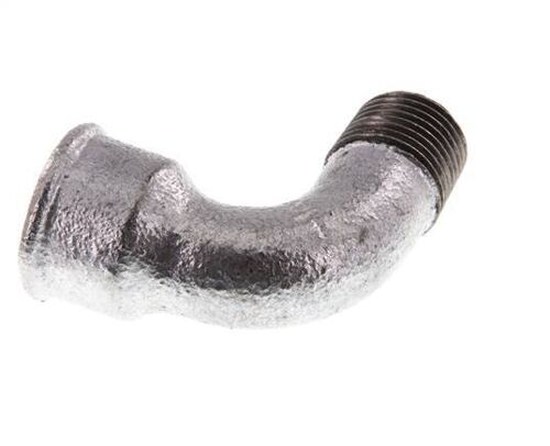 Raccord coudé 90deg 1/2'' Mâle R x Femelle Rp court Fonte 25bar (351.25psi) [2 Pièces]