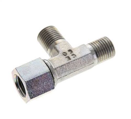 Raccord en T G1/4'' Mâle x Femelle Acier Hydraulique 350bar (4917.5psi)