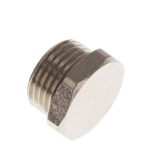 G 1/2'' Bouchon de fermeture en laiton nickelé avec hexagone extérieur 16 Bar [2 Pièces]