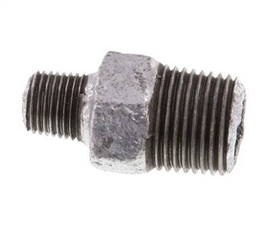 R 1/2'' x R 1/4'' Fonte zinguée Double mamelon 25 Bar [2 Pièces]
