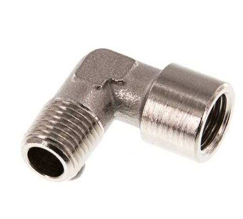 Raccord coudé 90° en laiton nickelé G 1/4'' x R 1/4'' F/M 16 Bar [2 Pièces].