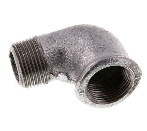 Rp 3/4'' x R 3/4'' F/M Raccord coudé 90° en fonte zinguée 25 Bar [5 Pièces].