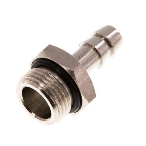 Barbe de tuyau en laiton nickelé G 3/8'' mâle x 8mm avec joint NBR 30 Bar [2 pièces].