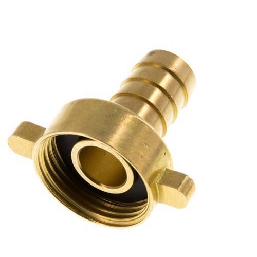 Barbe de tuyau en laiton 3/4'' x 13mm avec joint NBR et écrou à ailettes 16 bar [2 pièces].