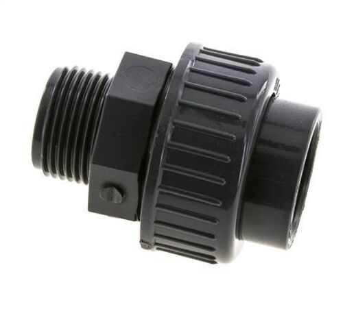 Raccord union en PVC femelle à douille 32mm x mâle R 1'' FKM