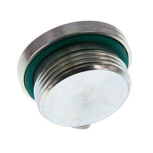 G 1 Bouchon mâle 1/4'' en acier zingué avec hexagone intérieur et joint FKM 250 Bar