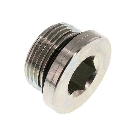 G 1'' mâle Acier zingué Bouchon de fermeture avec hexagone intérieur et joint NBR 400 Bar