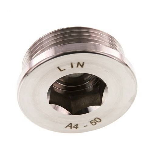 G 1 1/2'' Bouchon De Fermeture En Acier Inoxydable Avec Hexagone Intérieur 40 Bar