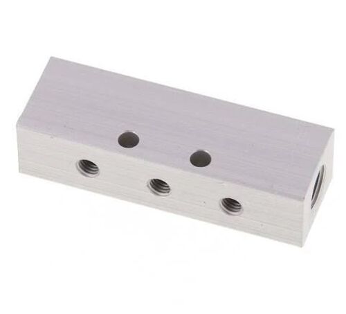 2xG 1/8'' x 6xM5 Bloc de distribution en aluminium double face 16 Barres