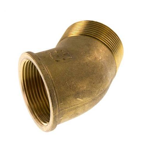 Raccord coudé 45° Rp 1 1/2'' x R 1 1/2'' F/M en laiton 16 Bar