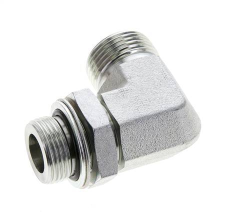 Raccord coudé 90° en acier zingué UN 1-3/16''-12 x G 3/4'' mâle ORFS 400 Bar - Hydraulique