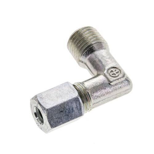 Coude 90 degrés 1/4'' NPT mâle x 6L Acier zingué Anneau de coupe 315 Bar DIN 2353