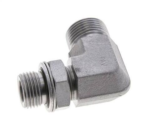 Raccord coudé 90° UNS 1''-14 x G 1/2'' mâle en acier zingué ORFS 400 Bar - Hydraulique
