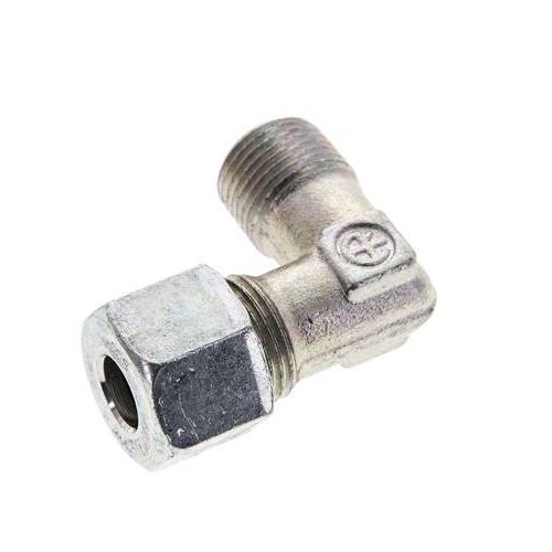 Coude 90 degrés en acier zingué 3/8'' NPT mâle x 10S Anneau de coupe 630 Bar DIN 2353