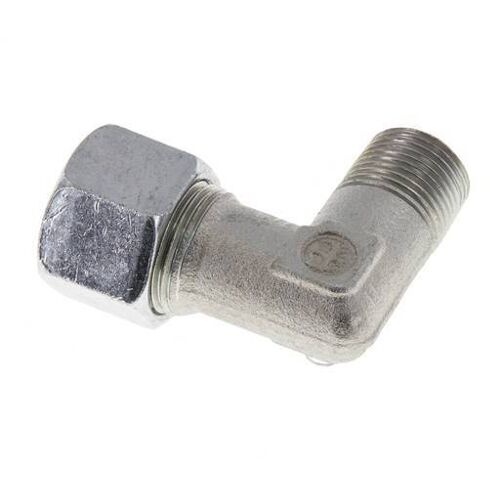 R 3/8'' Mâle x 12S Acier zingué Raccord coudé à 90 degrés 630 Bar DIN 2353