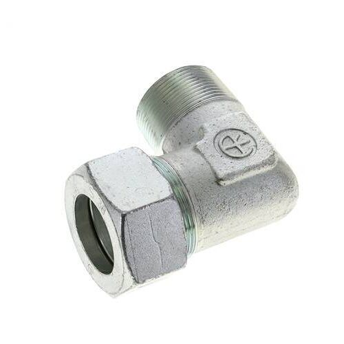Coude 90 degrés en acier zingué 1 1/2'' NPT mâle x 38S Anneau de coupe 315 Bar DIN 2353