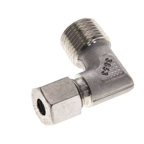 Coude 90 degrés 1/2'' NPT mâle x 8S en acier inoxydable Anneau de coupe 630 Bar DIN 2353