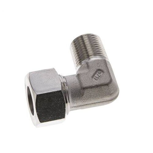 Coude 90 degrés 1/2'' NPT mâle x 18L en acier inoxydable Anneau de coupe 315 Bar DIN 2353