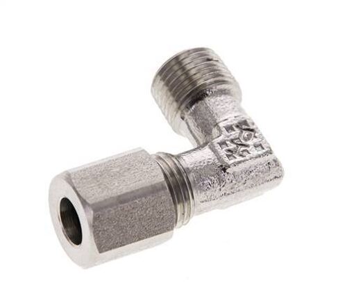 1/8'' NPT mâle x 6LL Coude à 90 degrés en acier inoxydable Anneau de coupe 100 Bar DIN 2353
