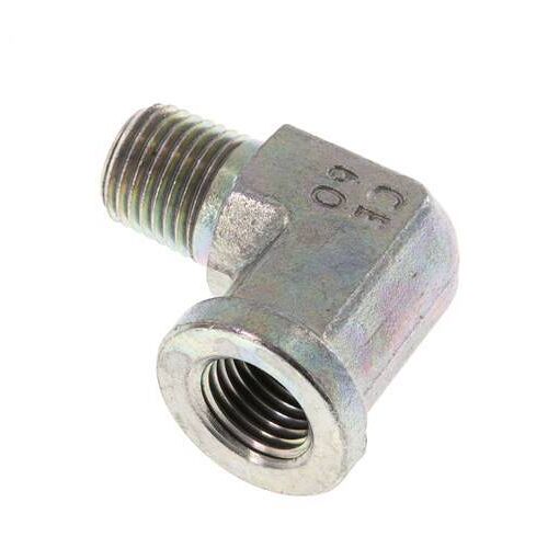 Raccord coudé 90° en acier zingué 1/4'' NPT x 1/4'' NPT M/F 275 Bar - Hydraulique